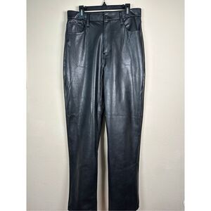 Abercrombie & Fitch The '90s Straight Ultra High Rise Black Faux Leather Pants C